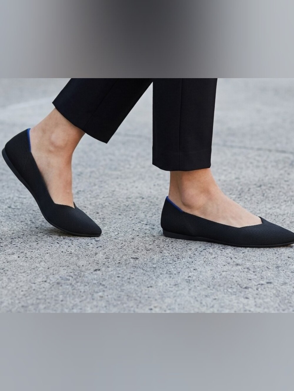 ROTHY'S The Point Black Knit Pointed Toe Flats - Women's Size 7.5 - Picture 2 of 14